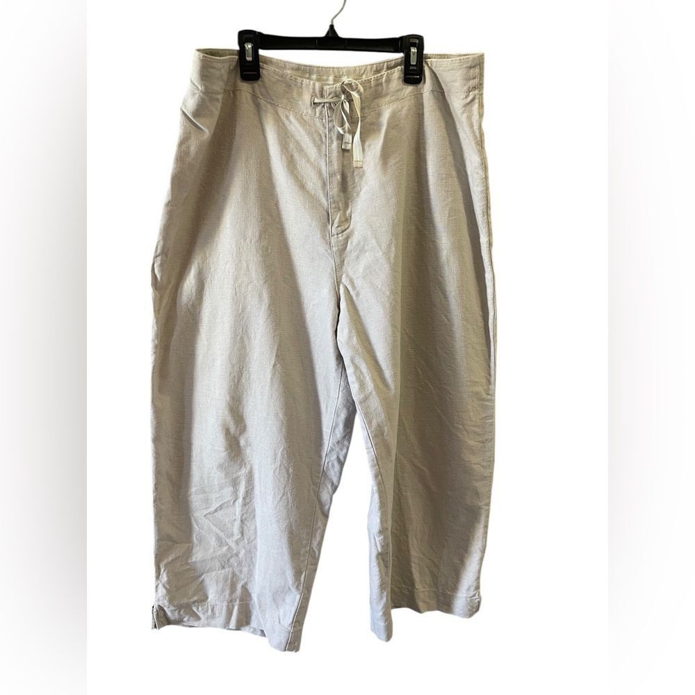 Lee Linen/Cotton Blend Drawstring Khaki Capri 16 M